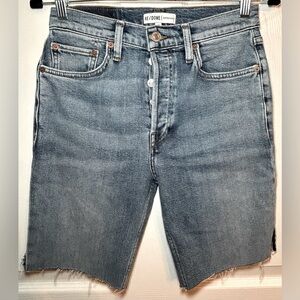 NWT RE/DONE High-Rise Button Fly Stretch Mid Length Cutoff Denim Shorts- Size 26